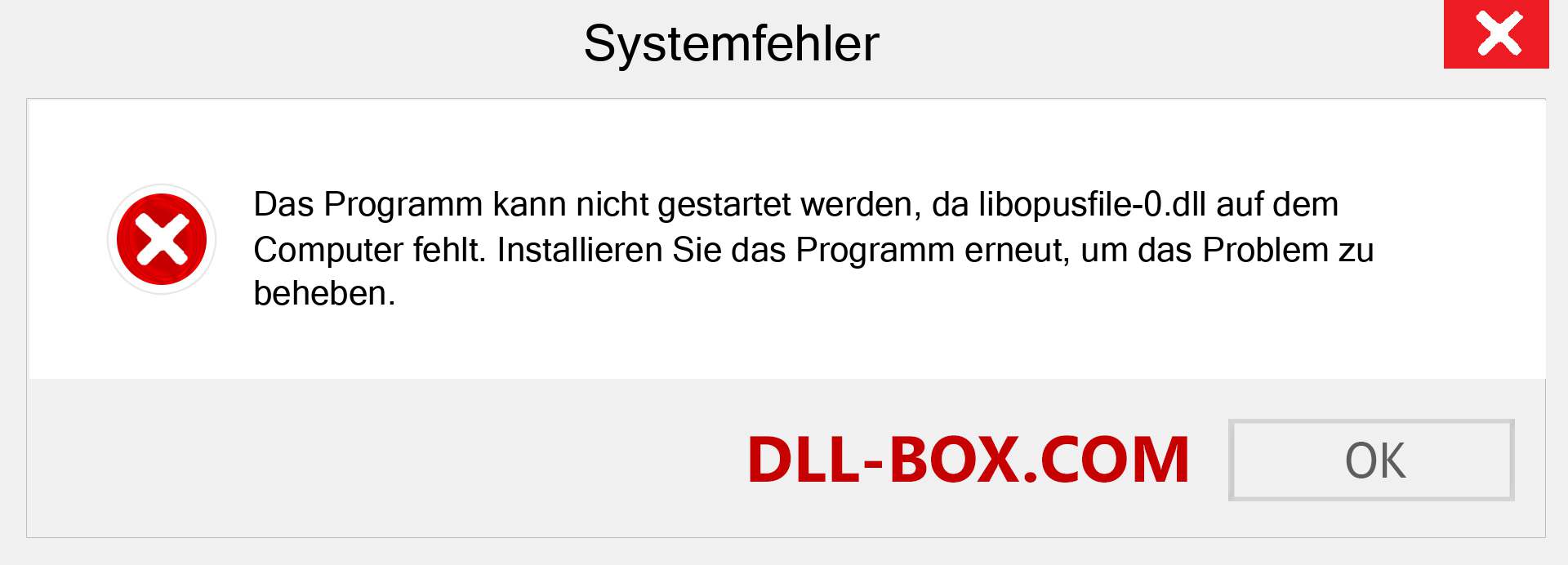 libopusfile-0.dll-Datei fehlt?. Download für Windows 7, 8, 10 - Fix libopusfile-0 dll Missing Error unter Windows, Fotos, Bildern